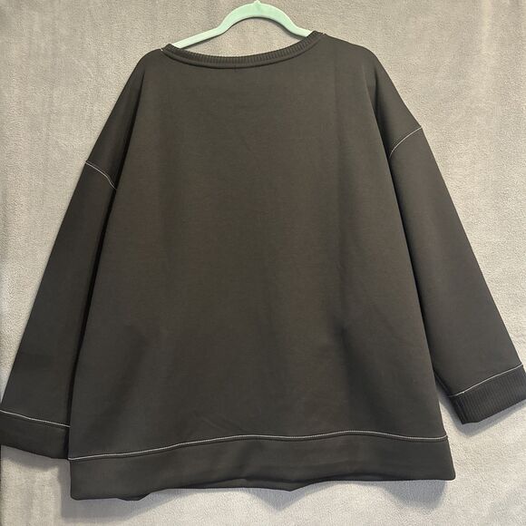NWT Chico's Zenergy Contrast Stitch Tunic Sweatshirt Pockets Size 4 XXL Black - Picture 4 of 8